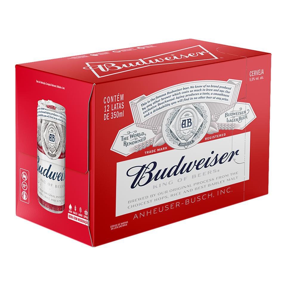 Cerveja Budweiser American Lager Lata 350ml - Pack 12 Unidades